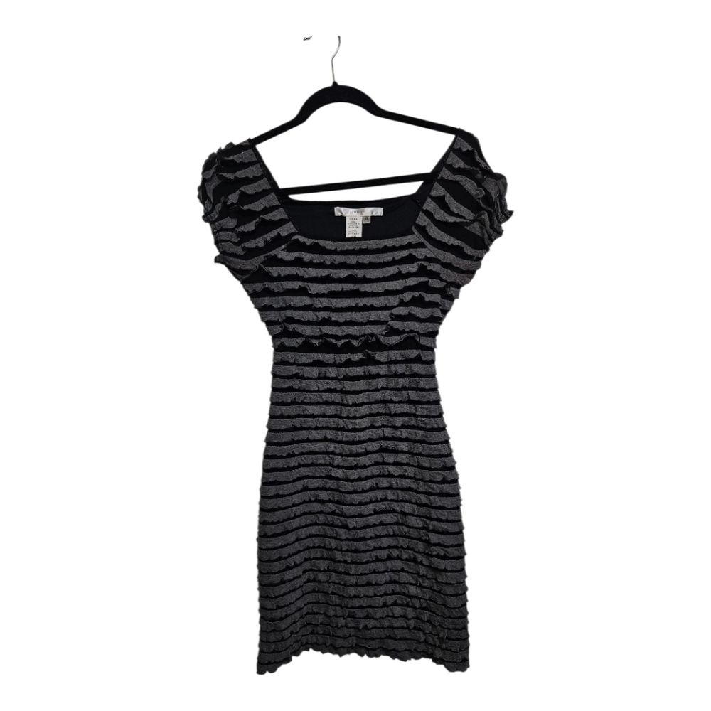 Studio M Black and Gray Ruffle Mini Dress